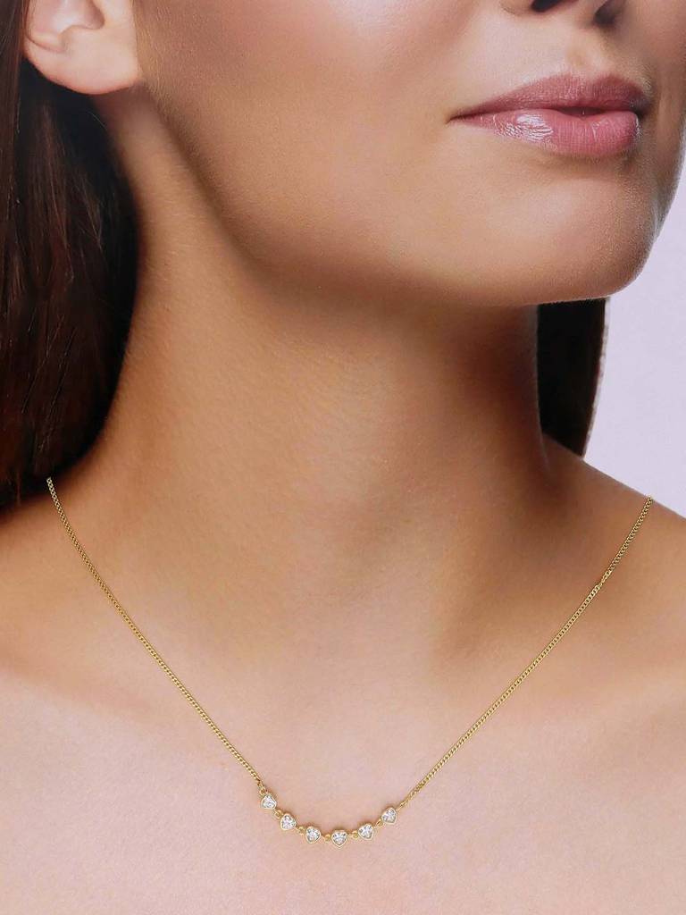 Sterling Silver String Of Hearts Necklace : NLCS555-G-NA