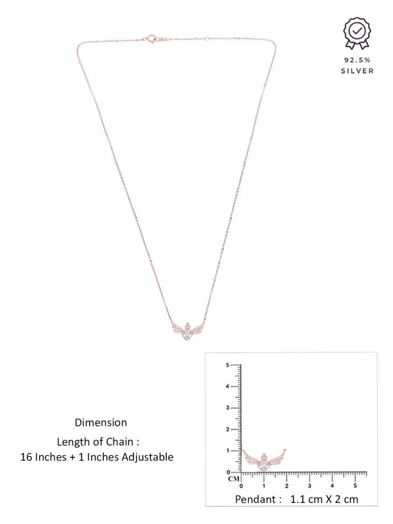Sterling Silver Rose Gold Crown Heart Necklace : NLCS556-RG-NA