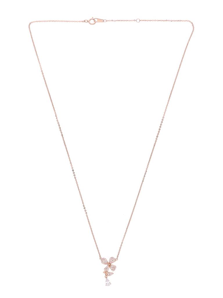 Sterling Silver Rose Gold Floral Butterfly Necklace : NLCS558-RG-NA