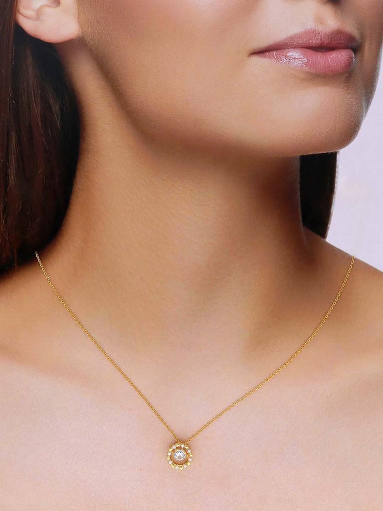 Sterling Silver Solitaire Brilliance Necklace : NLCS559-G-NA