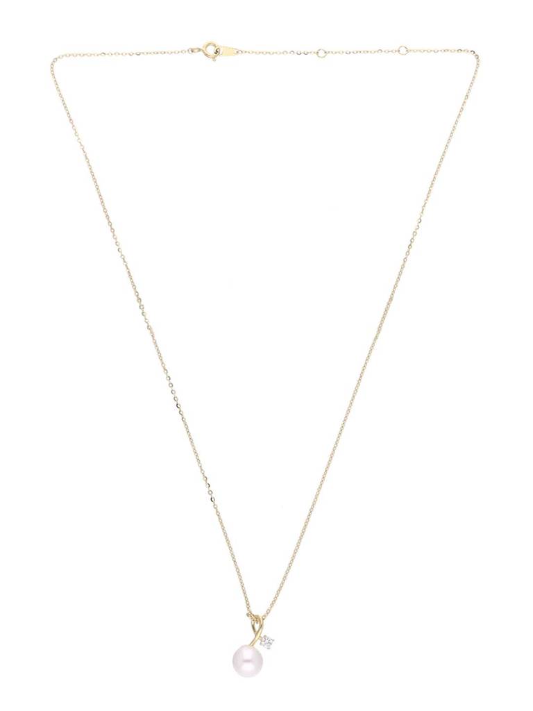 Sterling Silver Gold Twirl Pearl Necklace : NLCS560-G-NA