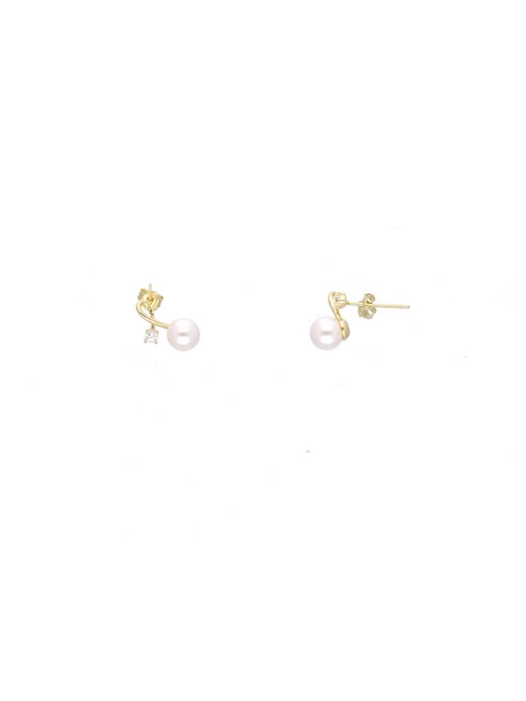 Sterling Silver Gold Twirl Pearl Necklace : NLCS560-G-NA