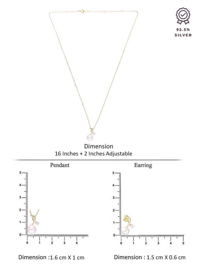 Sterling Silver Gold Twirl Pearl Necklace : NLCS560-G-NA