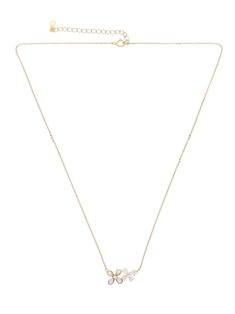 Sterling Silver Moon Stone Floral Necklace : NLCS563-G-NA