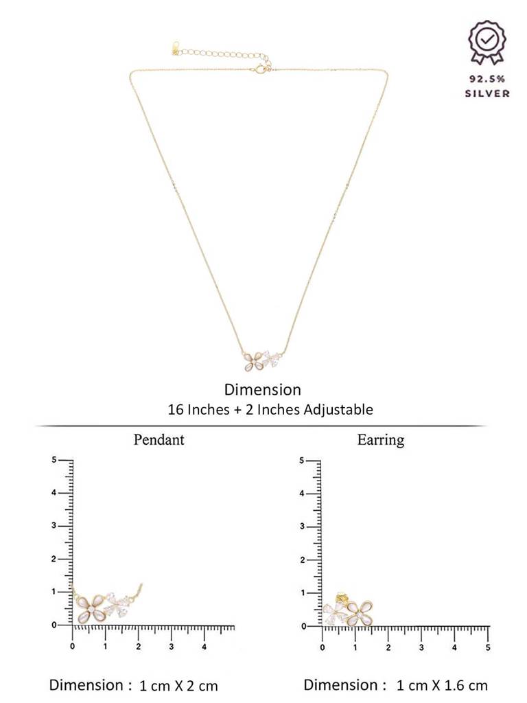 Sterling Silver Moon Stone Floral Necklace : NLCS563-G-NA