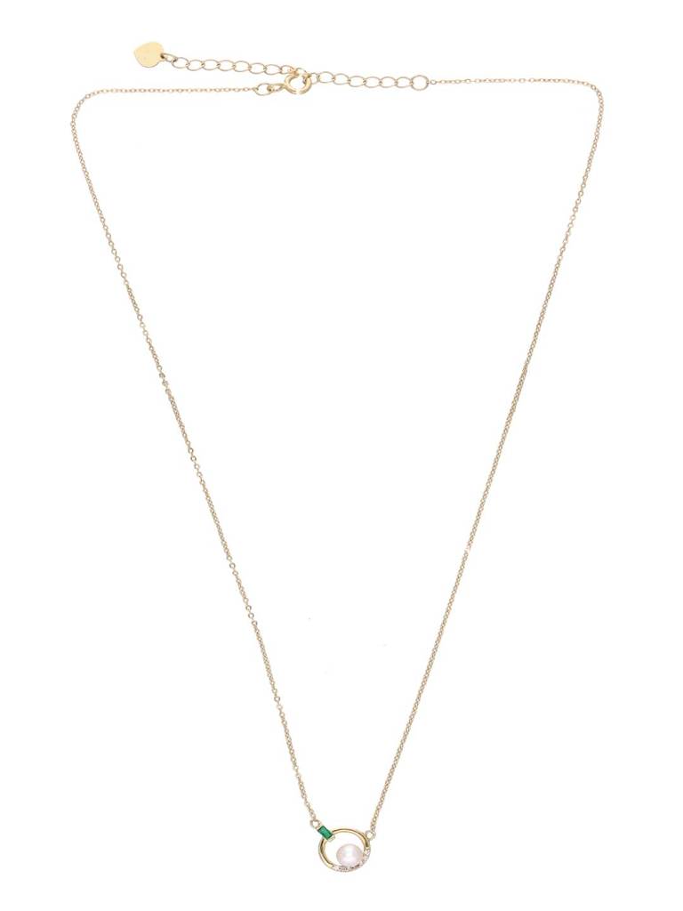 Sterling Silver Gold Pearl Necklace : NLCS564-G-NA