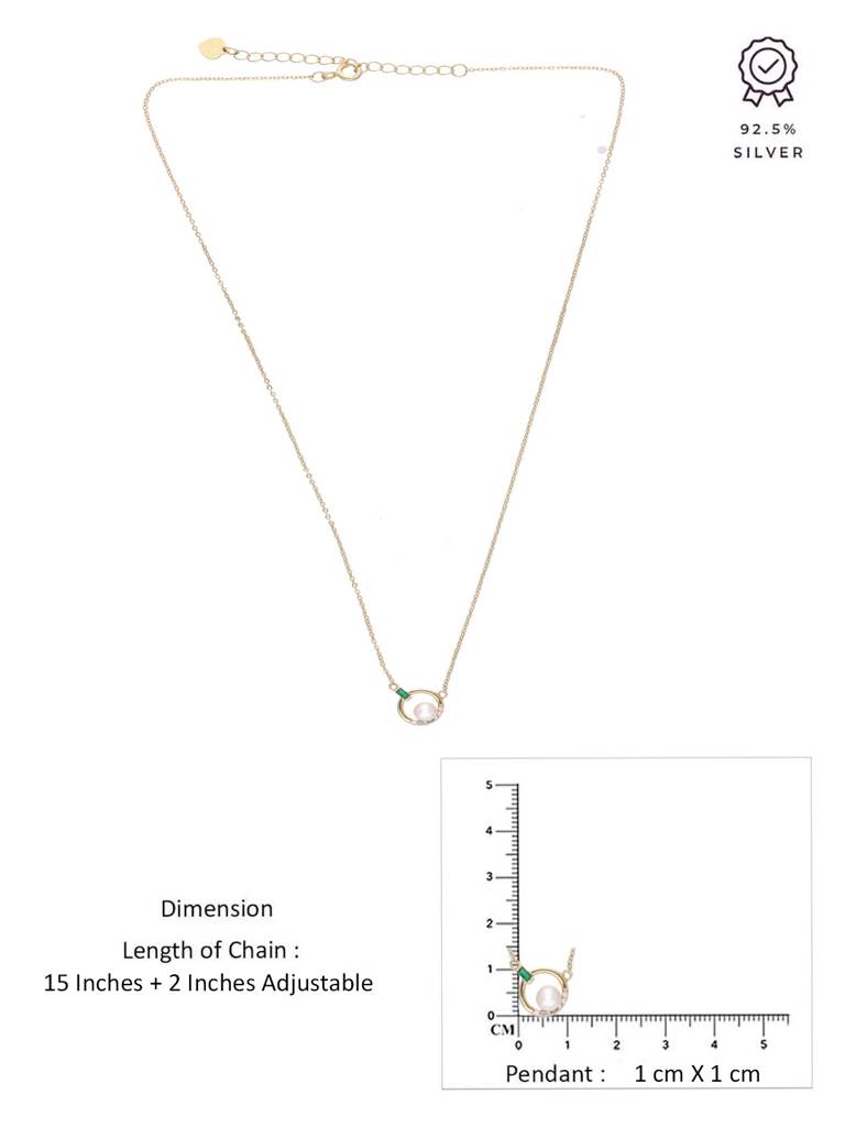 Sterling Silver Gold Pearl Necklace : NLCS564-G-NA