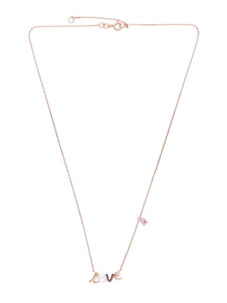 Sterling Silver Rose Gold Love Pearl Necklace : NLCS565-RG-NA