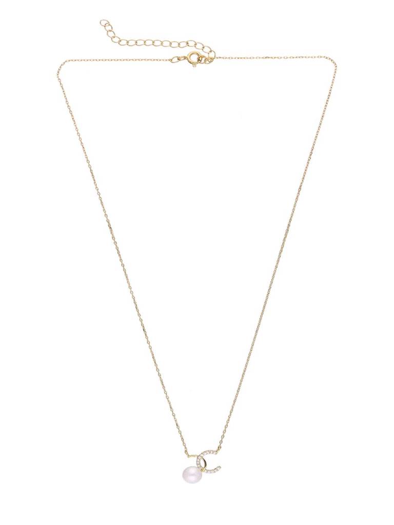 Sterling Silver Gold Chic Pearl Necklace : NLCS568-G-NA