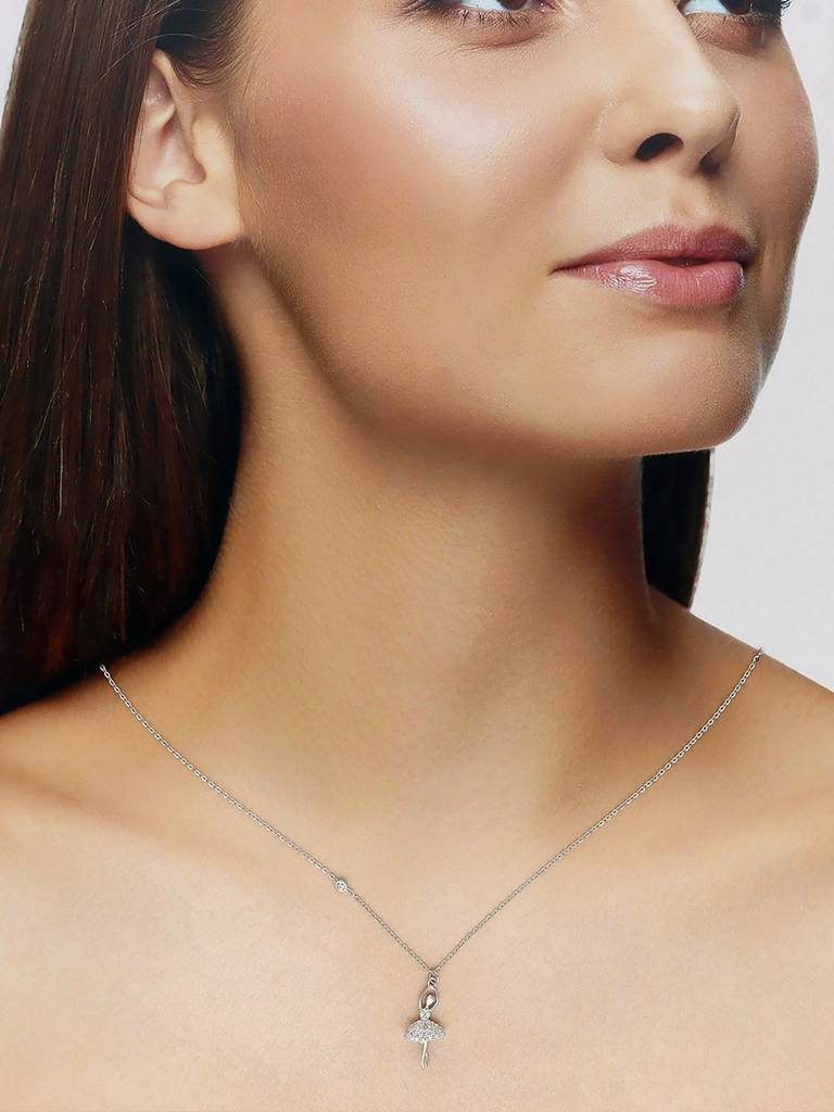 Sterling Silver Ballerina Necklace : NLCS569-S-NA