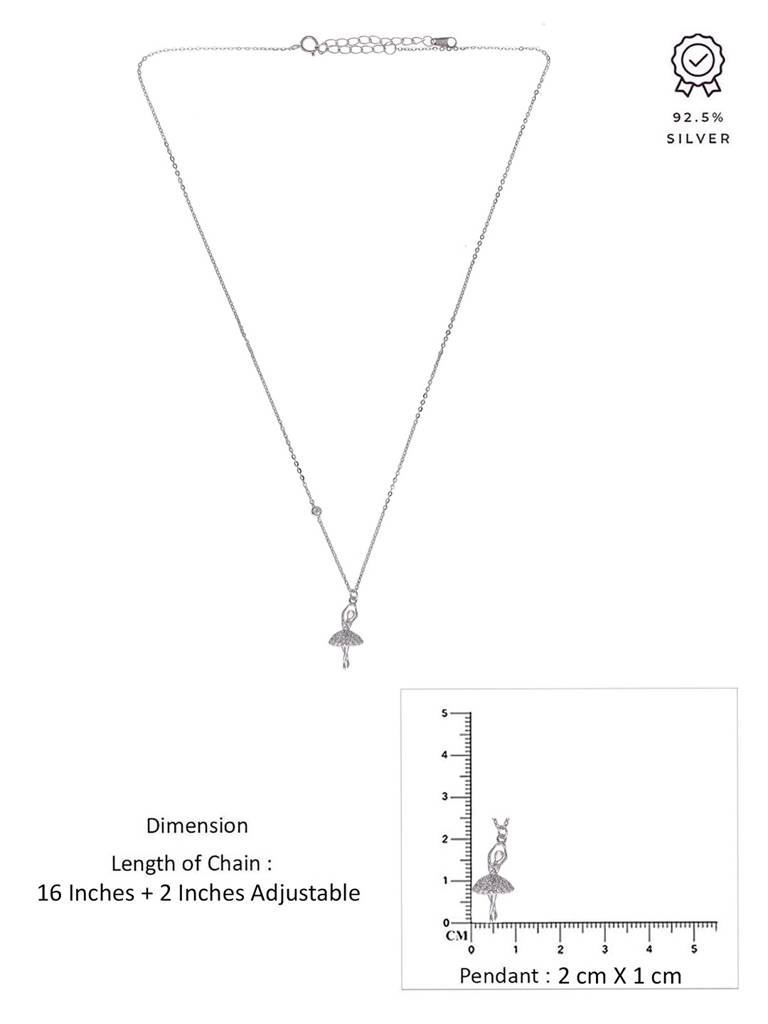 Sterling Silver Ballerina Necklace : NLCS569-S-NA