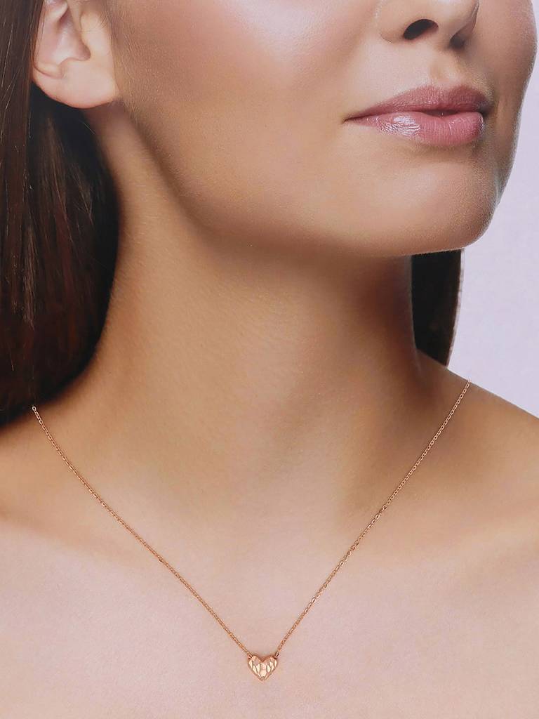 Sterling Silver Minimalistic Heart Necklace : NLCS570-RG-NA