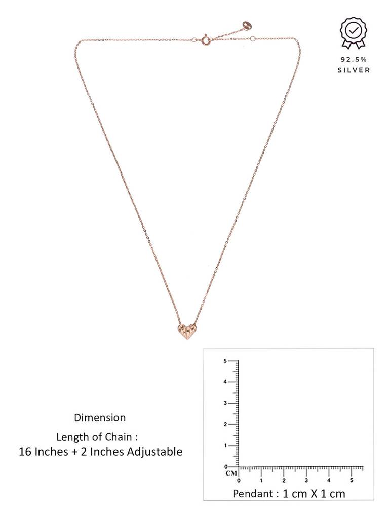 Sterling Silver Minimalistic Heart Necklace : NLCS570-RG-NA