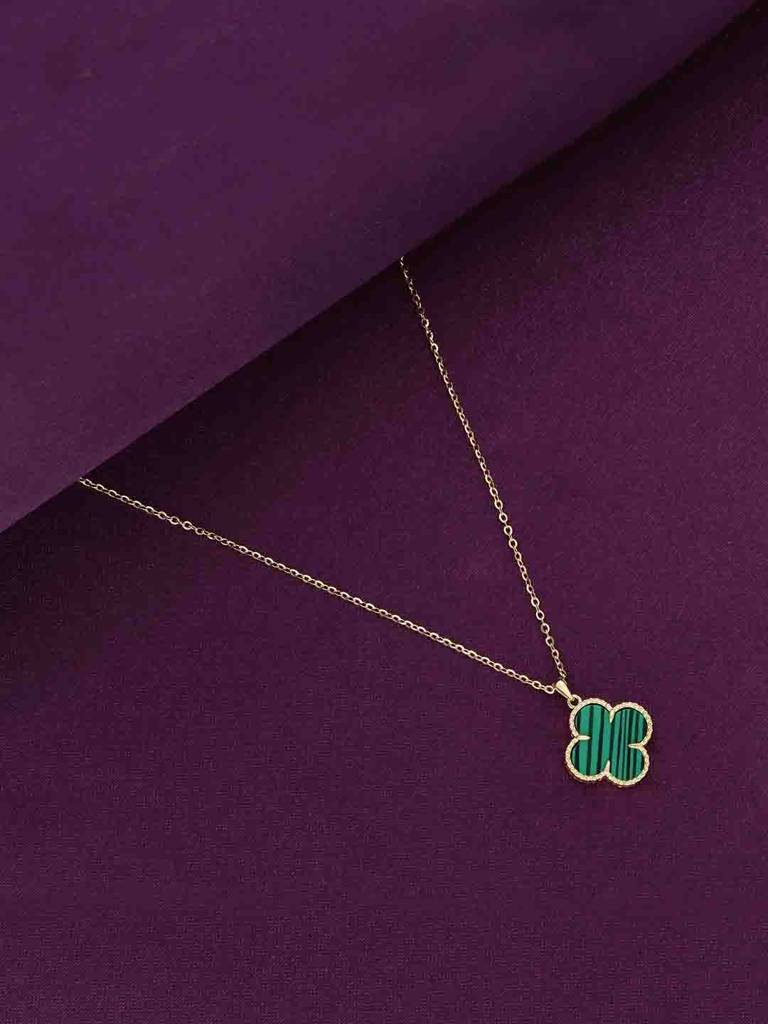 Sterling Silver Chic Clover Necklace : NLCS572-G-NA