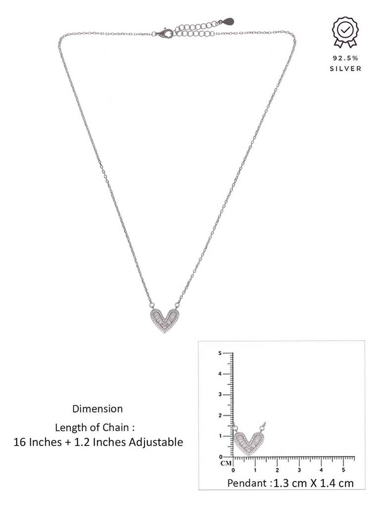 Sterling Silver Studded Heart Necklace : NLCS576-S-NA