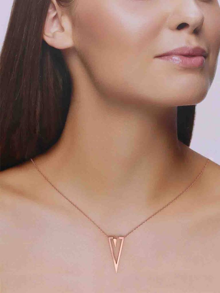 Sterling Silver Rose Gold Statement Necklace : NLCS578-RG-NA