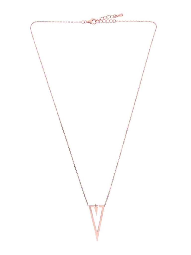 Sterling Silver Rose Gold Statement Necklace : NLCS578-RG-NA