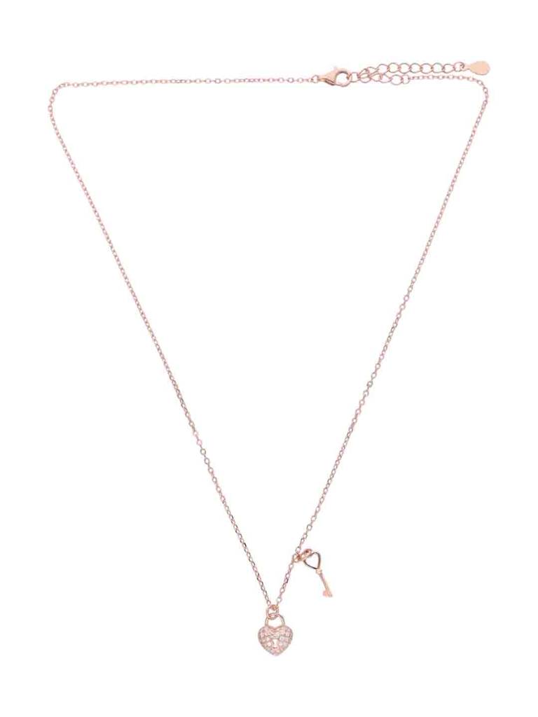 Sterling Silver Heart Lock & Key Necklace : NLCS581-RG-NA