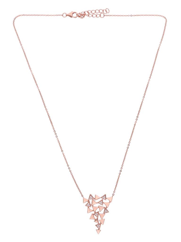 Sterling Silver Rose Gold Statement Triangle Necklace : NLCS583-RG-NA