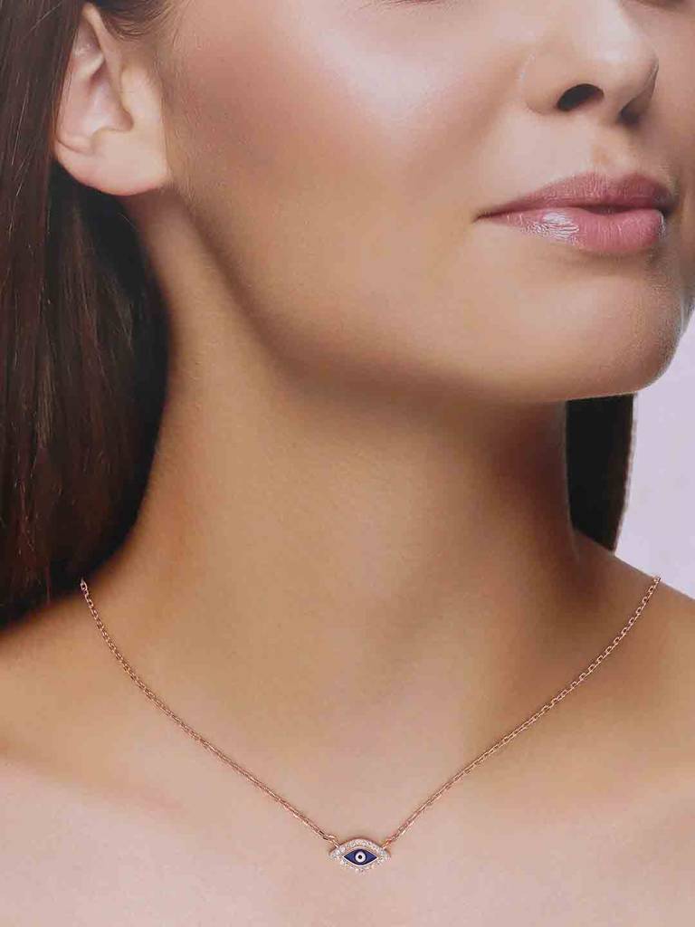 925 Silver Classic Evil Eye Necklace : NLCS592-RG-NA