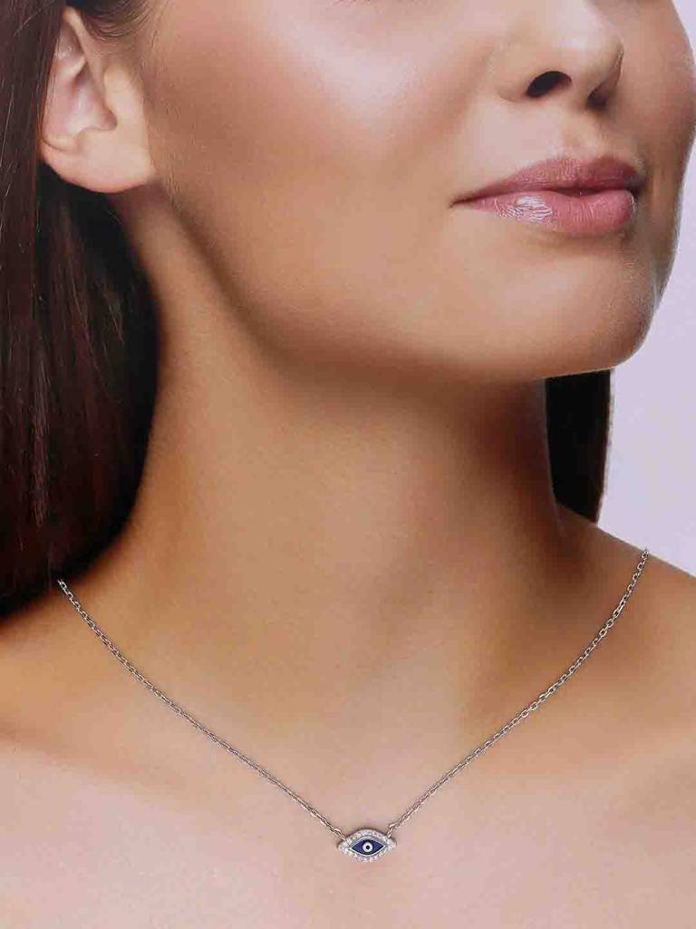 925 Silver Classic Evil Eye Necklace : NLCS592-S-NA