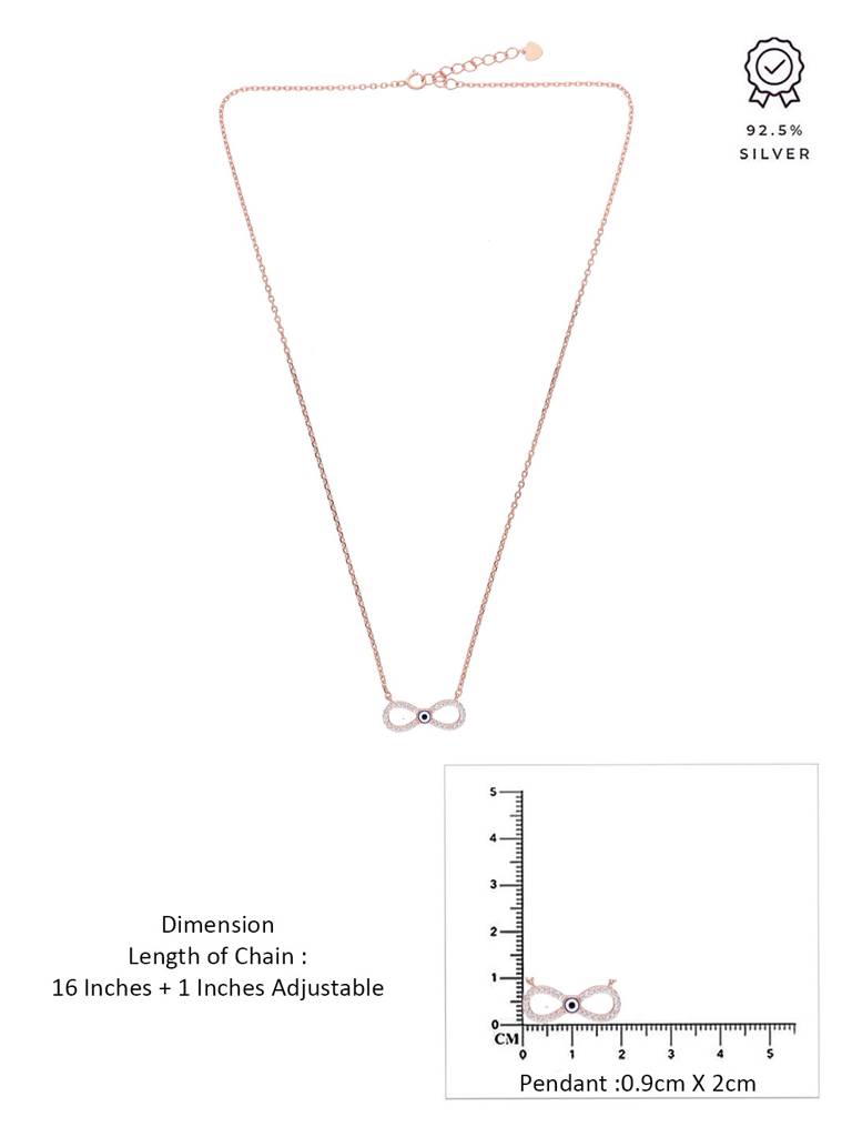 925 Silver Minimalistic Evil Eye Infinity Necklace : NLCS594-RG-NA