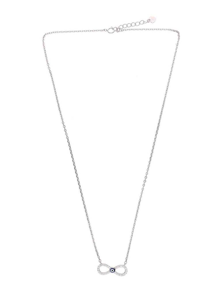 925 Silver Minimalistic Evil Eye Infinity Necklace : NLCS594-S-NA