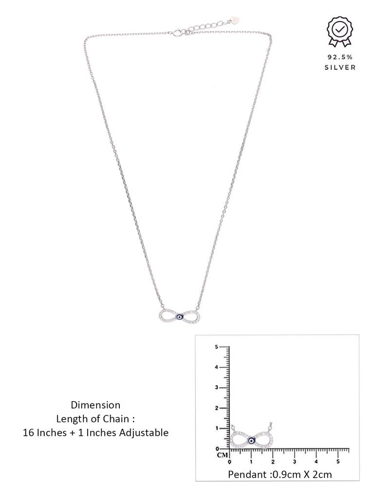 925 Silver Minimalistic Evil Eye Infinity Necklace : NLCS594-S-NA