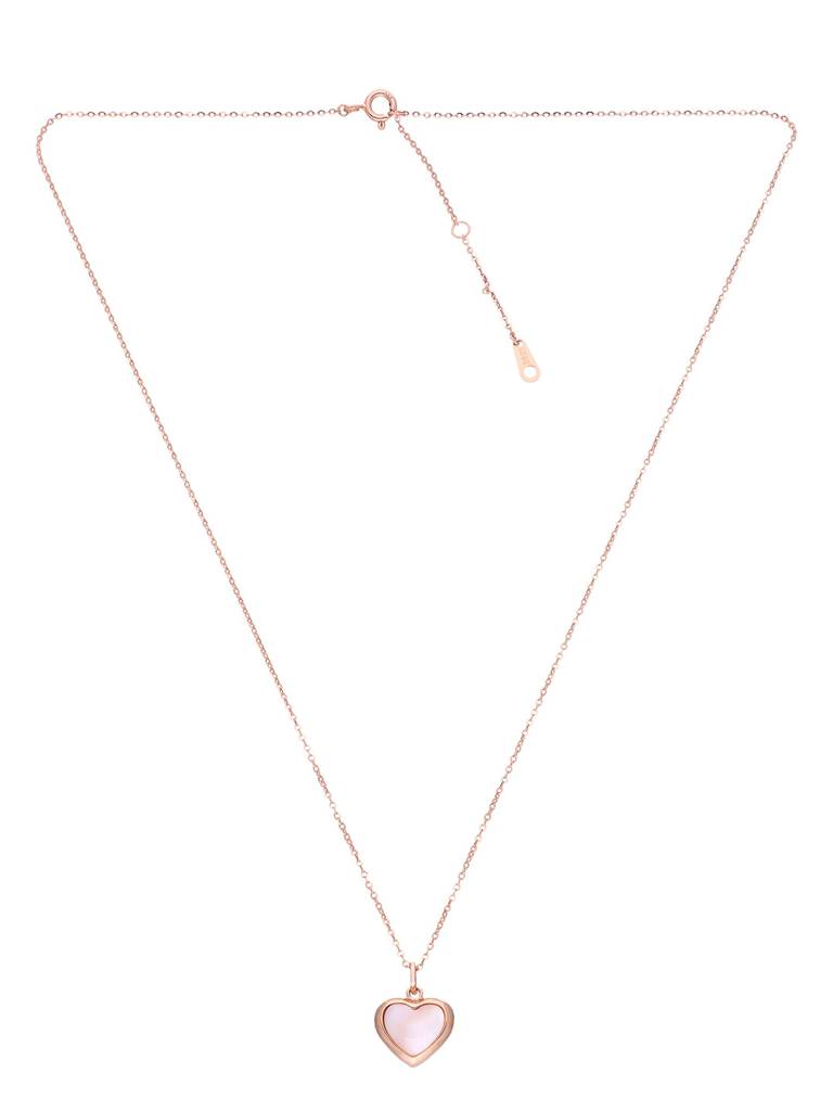 925 Silver Rose Gold Minimalist Rose Gold Heart Pendant Necklace : NLCS610-RG-NA