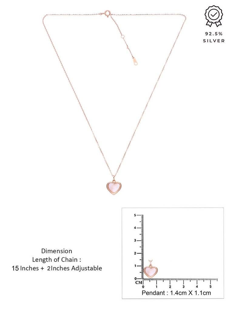 925 Silver Rose Gold Minimalist Rose Gold Heart Pendant Necklace : NLCS610-RG-NA