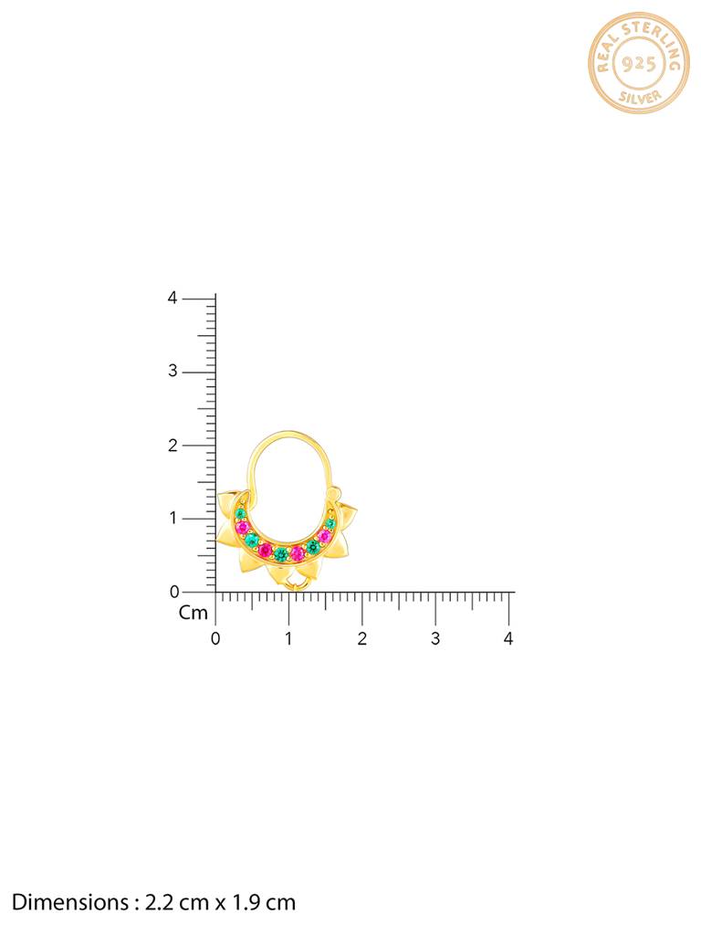 GIVA 925 Sterling Silver Golden Colourful Nose Ring with Chain