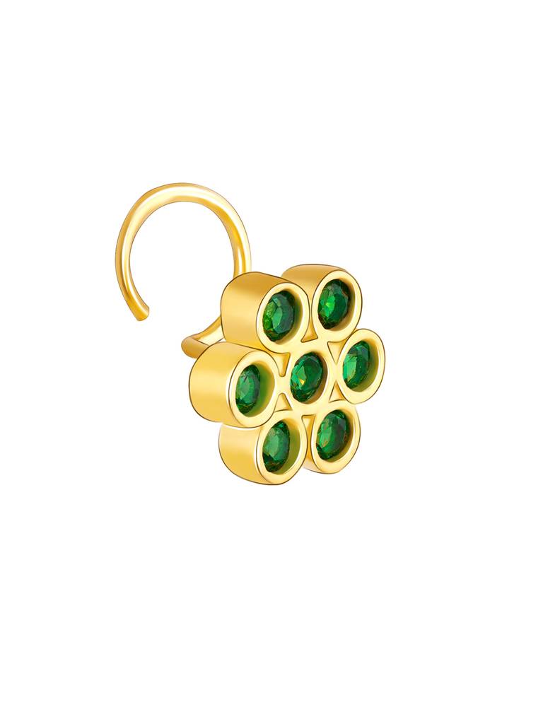 GIVA 925 Sterling Silver Golden Green Stone Nose Pin
