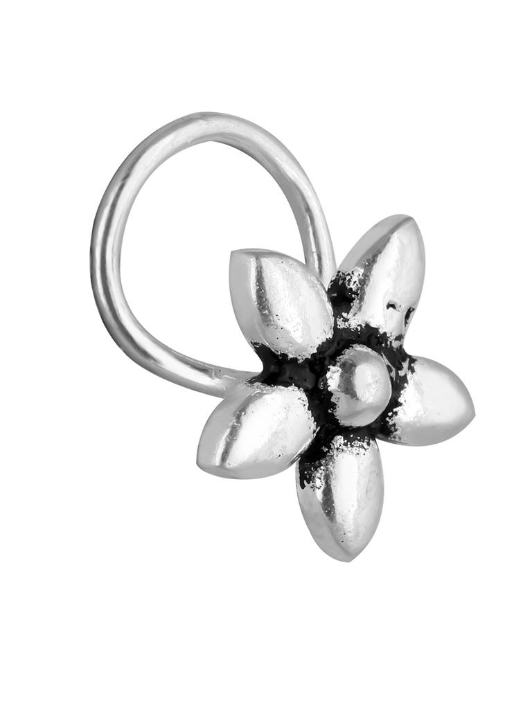 GIVA 925 Sterling Silver Oxidised Silver Floral Dream Nose Pin