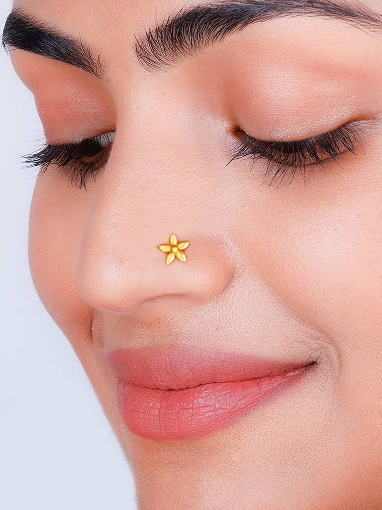 GIVA 925 Sterling Silver Golden Flora Nose Pin
