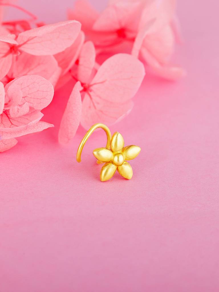 GIVA 925 Sterling Silver Golden Flora Nose Pin