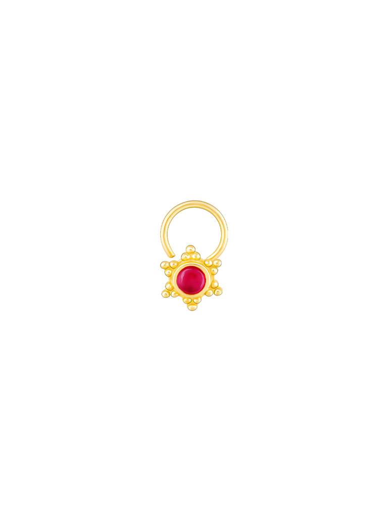 GIVA 925 Sterling Silver Golden Red Star Nose Pin