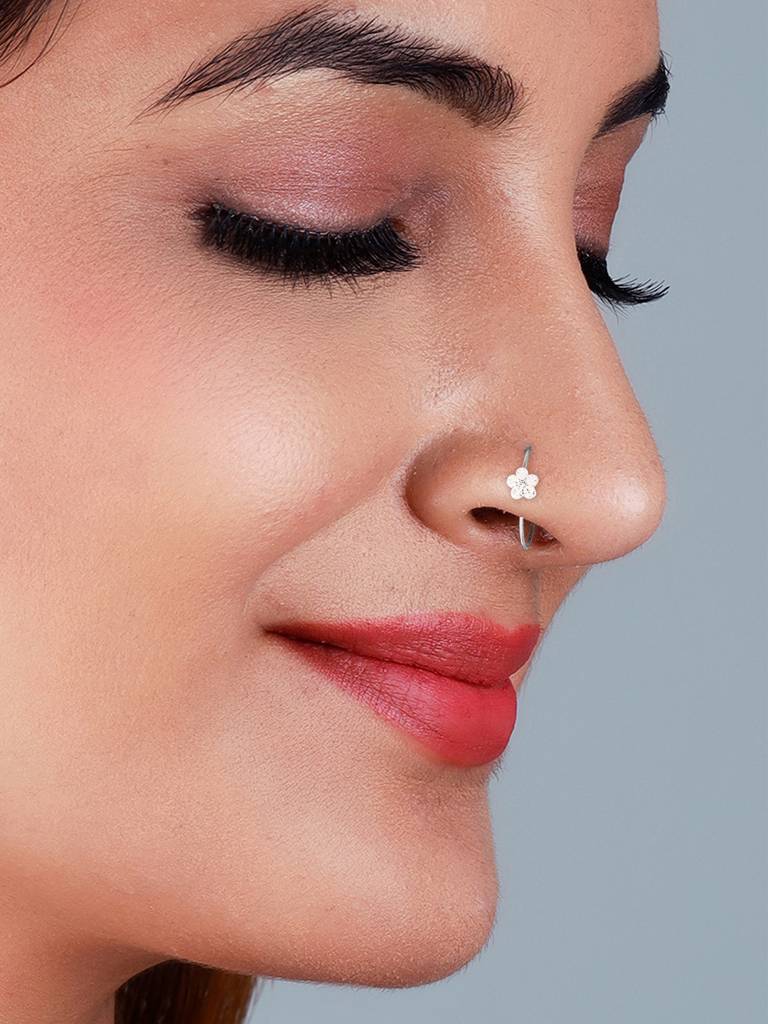 Giva 925 Sterling Silver Floral Nose Ring