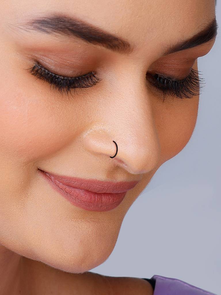 Giva 925 Sterling Silver Oxidised Silver String Nose Ring