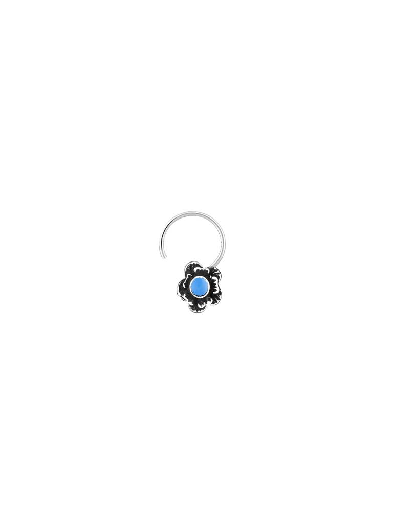 Giva 925 Sterling Silver Oxidised Silver Blue Nose Pin