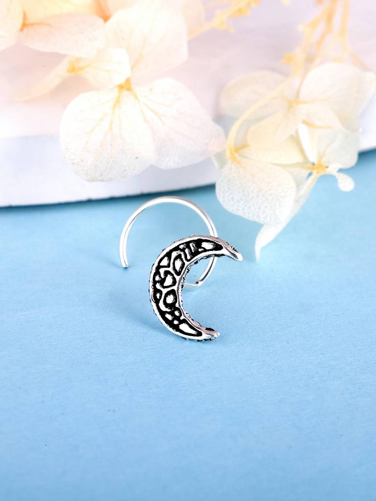 Giva 925 Sterling Silver Oxidised Silver The Moon Nose Pin