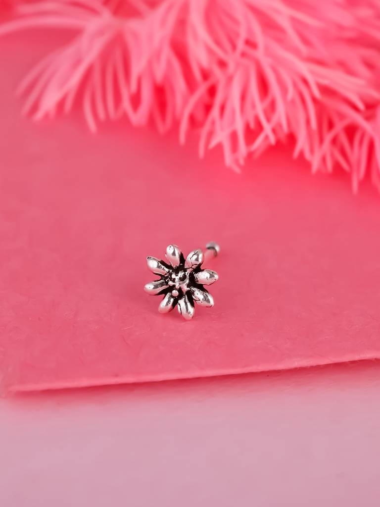 Giva 925 Sterling Silver Oxidised Silver My Daisy Nose Pin