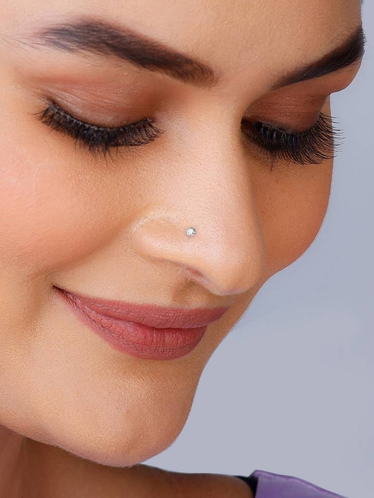 Silver Moon Love Nose Pin : NP0153