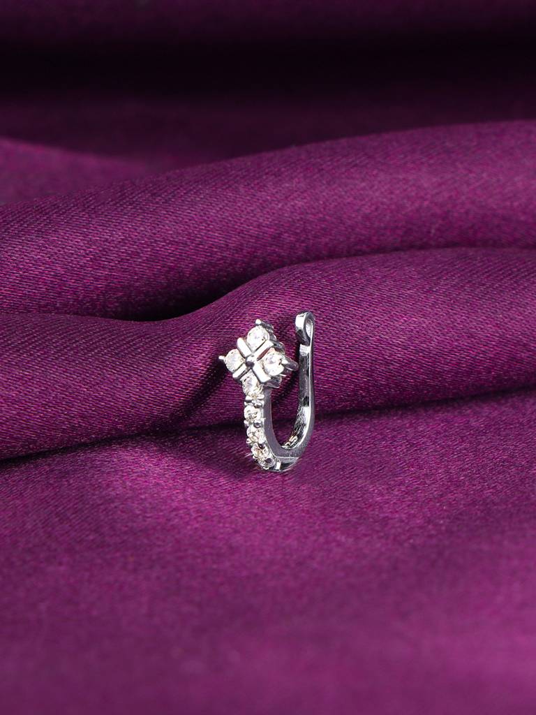 Giva 925 Sterling Silver Classic Quartet Zircon Nose Pin