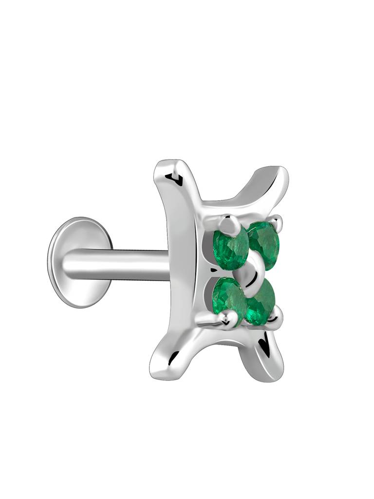 Silver Emerald Green Nose Pin : NP0188
