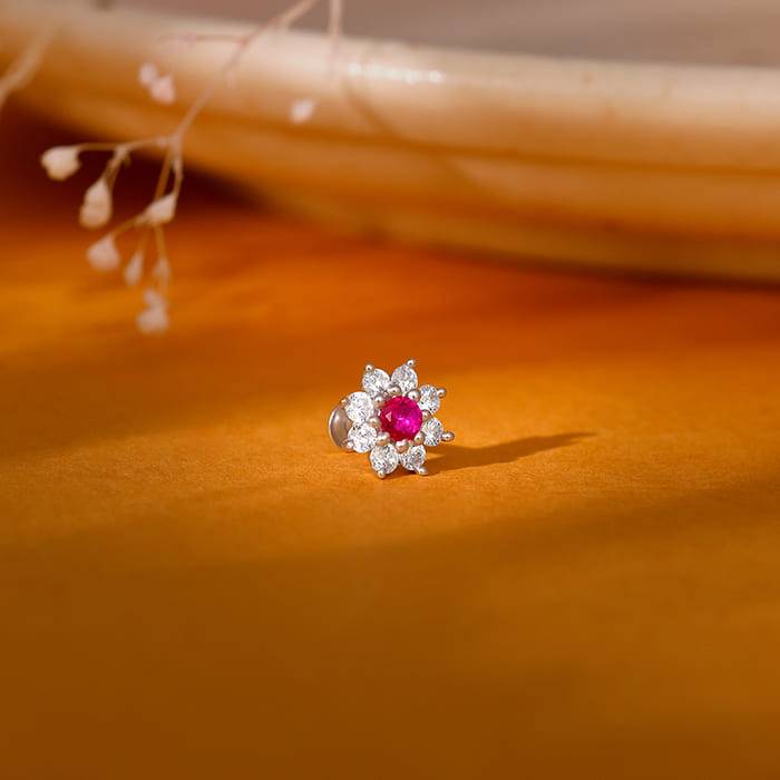 Giva 925 Silver Luna Bloom Nosepin| Nose Pin For Women And Girls | With Certificate Of Aut : NP0192