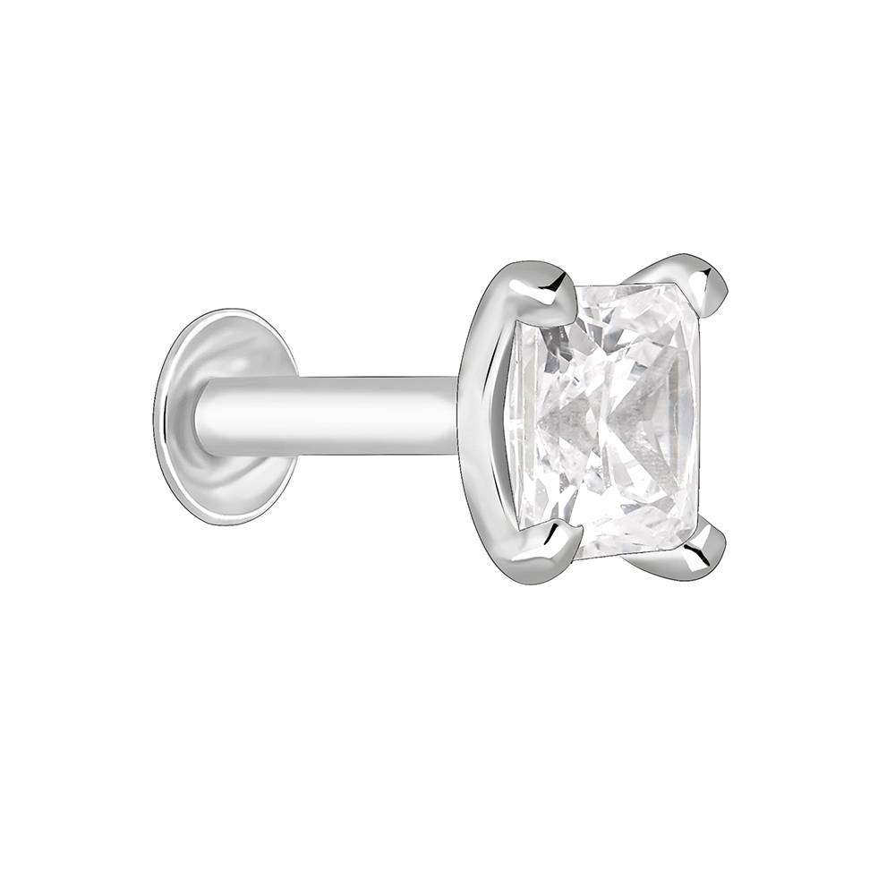 925 Silver Sparkle Square Nose Pin : NP0199