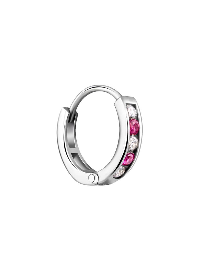 Silver Zirconia Pink Nose Ring : NP0204