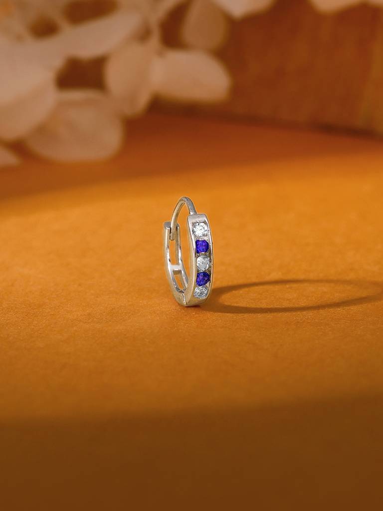 Silver Zirconia Blue Nose Ring : NP0205