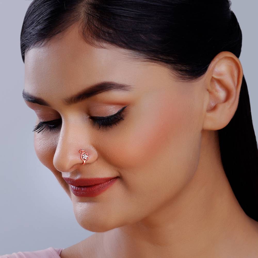 Giva 925 Silver Rose Gold Aamram Nose Pin : NP0211