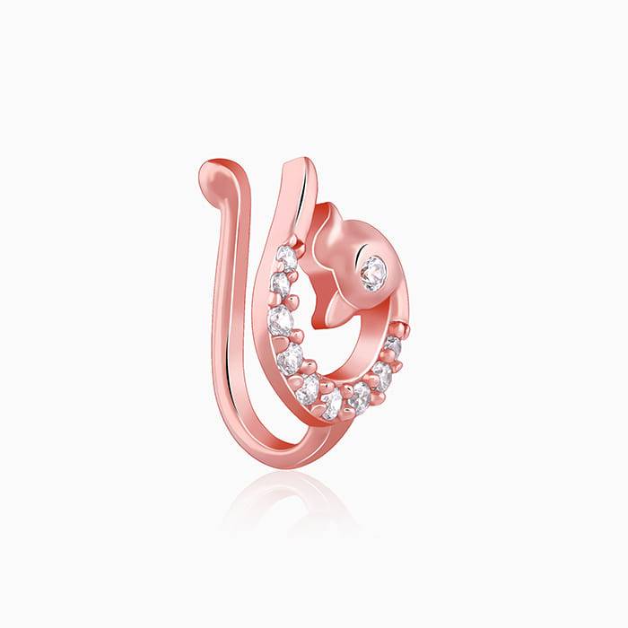 Giva 925 Silver Rose Gold Manohar Mor Nose Pin (Clip On)| Nose Pin For Women And Girls | W : NP0214